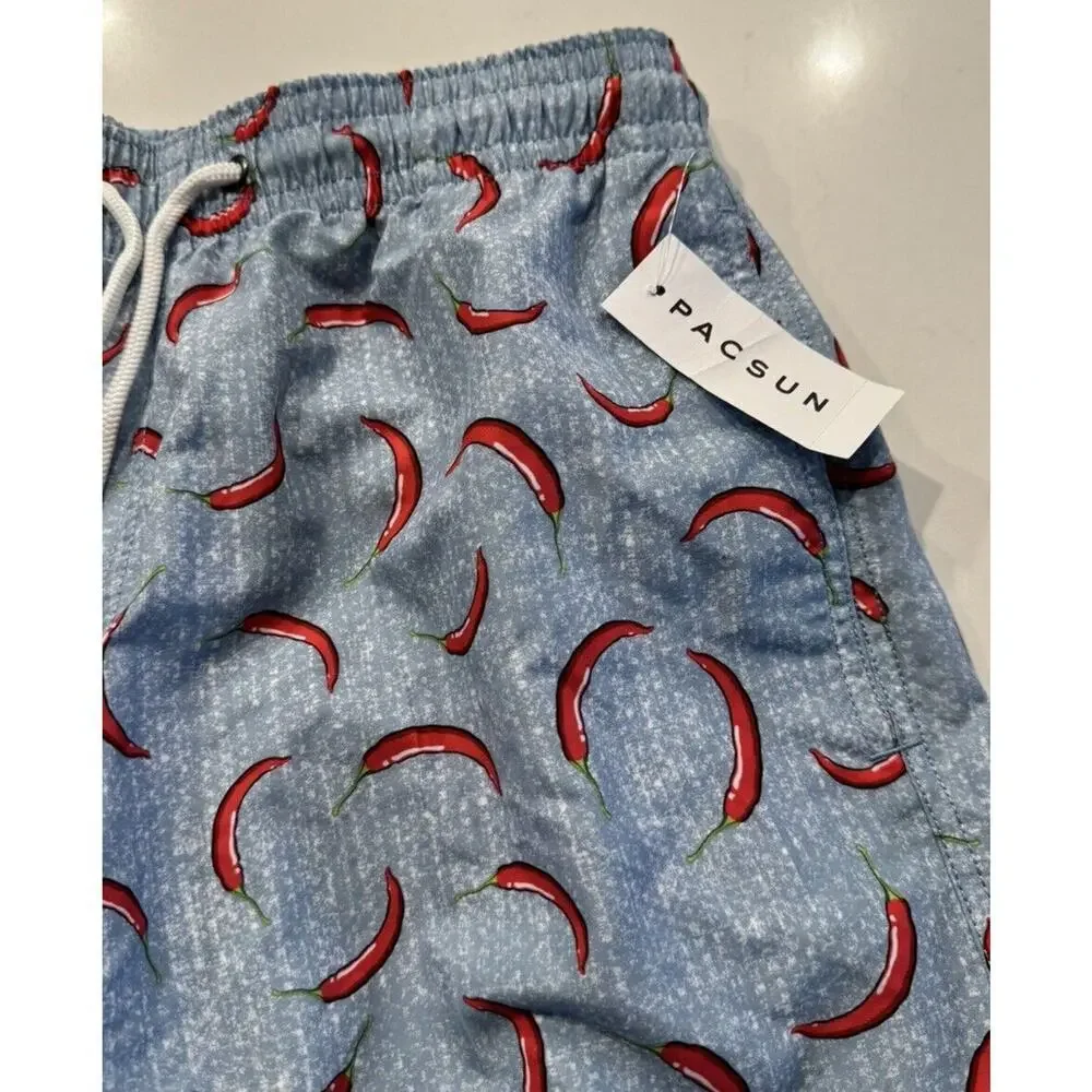 Trunks Surf & Swim Small Chili Pepper Print Board Shorts Swim Lined Beach Cruise